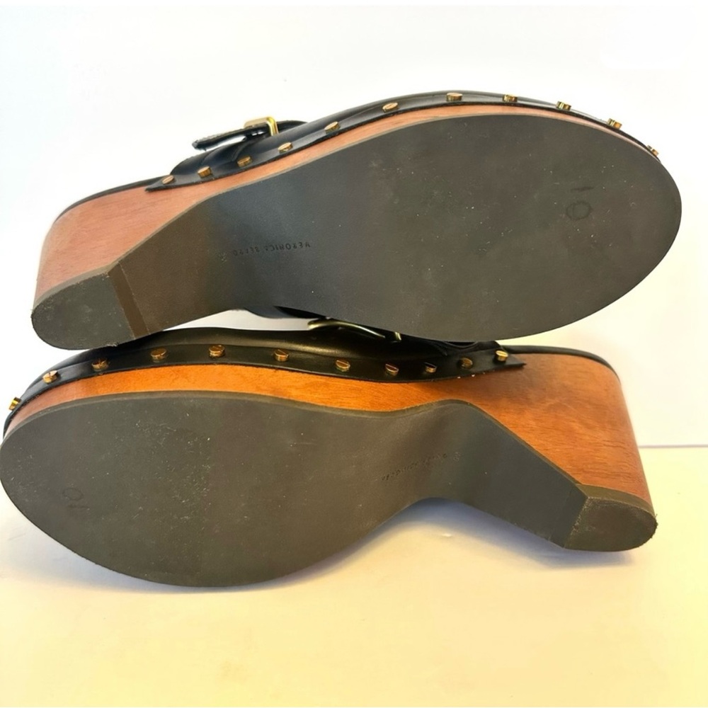 Veronica Beard Hendrix Black Leather
Studded Wooden Clogs - Picture 6 of 7